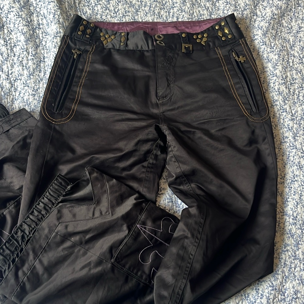 RARE COLD AS ICE- HANDMADE Y2K Black Snowboarding pants